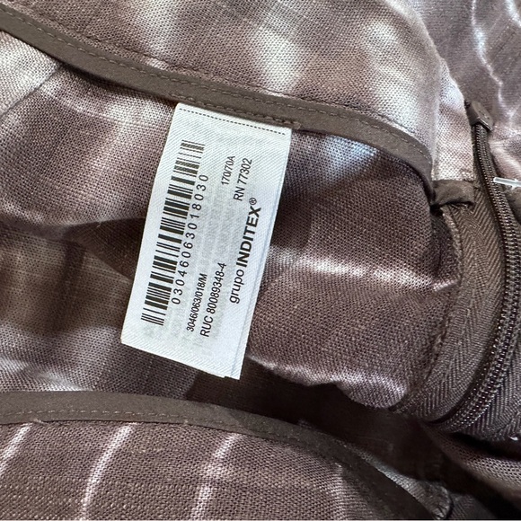 ZARA pants Womens L Flowy Wide Leg Wrap Linen Tie Dye Brown Hi Rise 3046/063 New - Picture 8 of 11